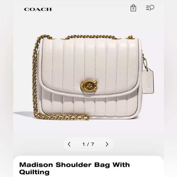 Coach Handbags - NWT PRICE FIRM Coach Madison Bag Quilting in Chalk/Brass Hardware/Chain/Turnlock